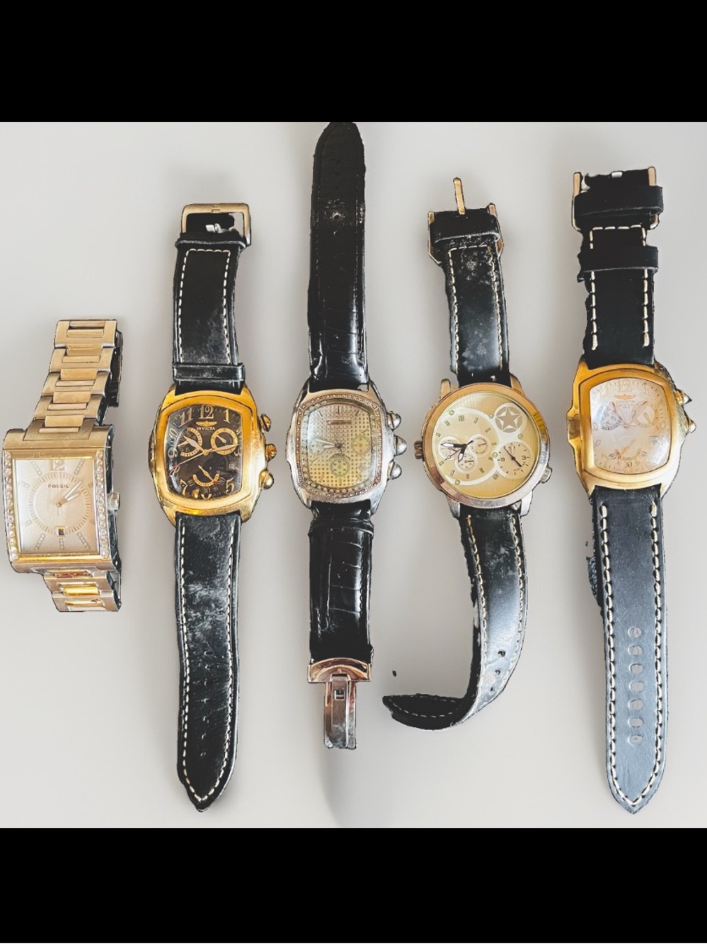 5 lot vintage watches for resale /parts INViCTA TECHNO SWISS Fossil 25% OFF SALE
